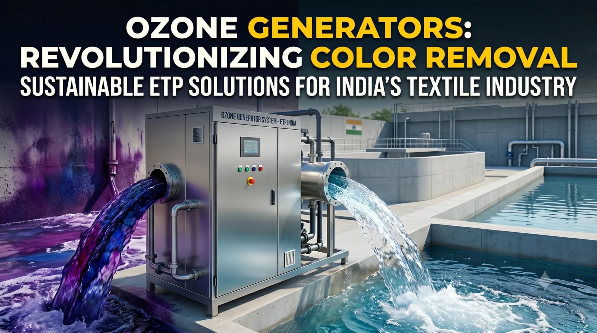Ozone Generator for ETP Colour Removal Textile Industry India — Proven 85-95% Removal | CPCB Compliant — Ozone India Technology