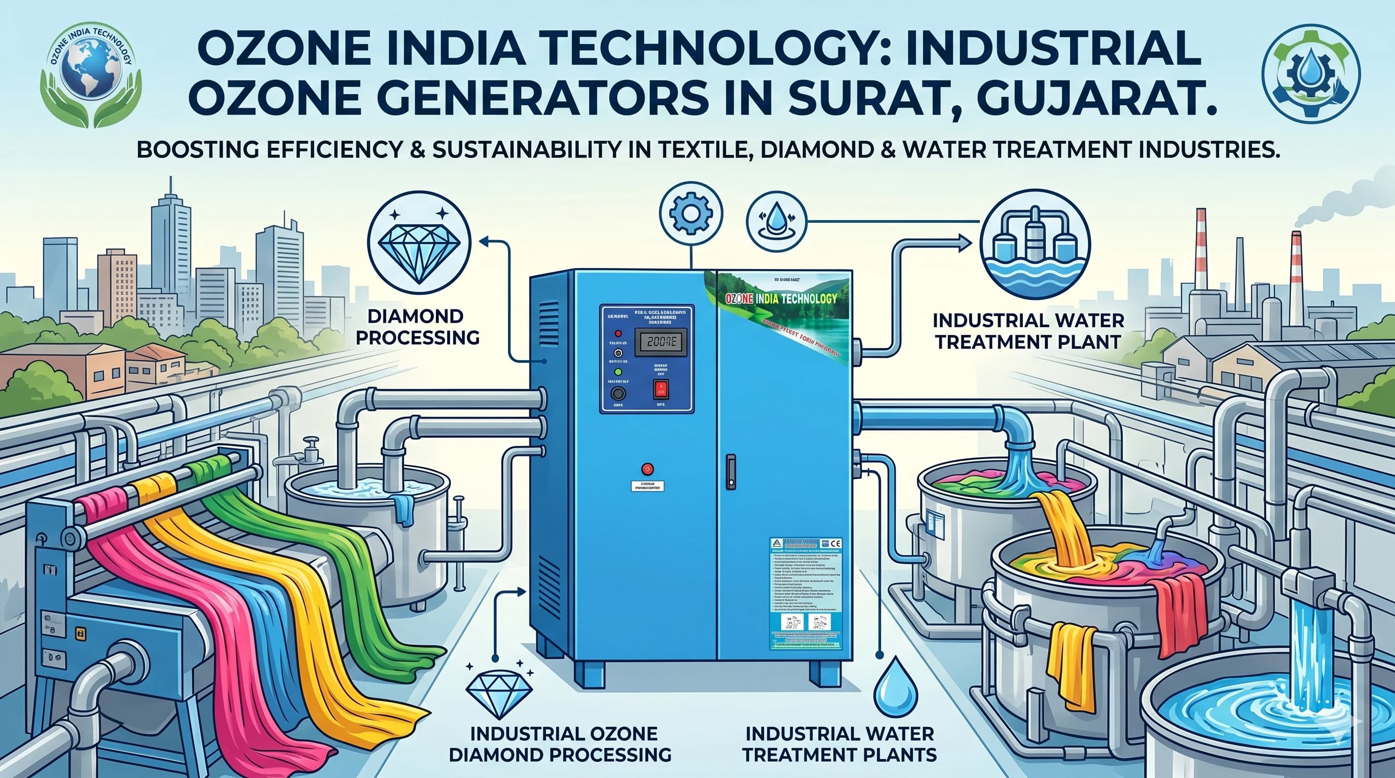 Ozone Generator Surat Gujarat — CE Certified Industrial Water Treatment — Ozone India Technology