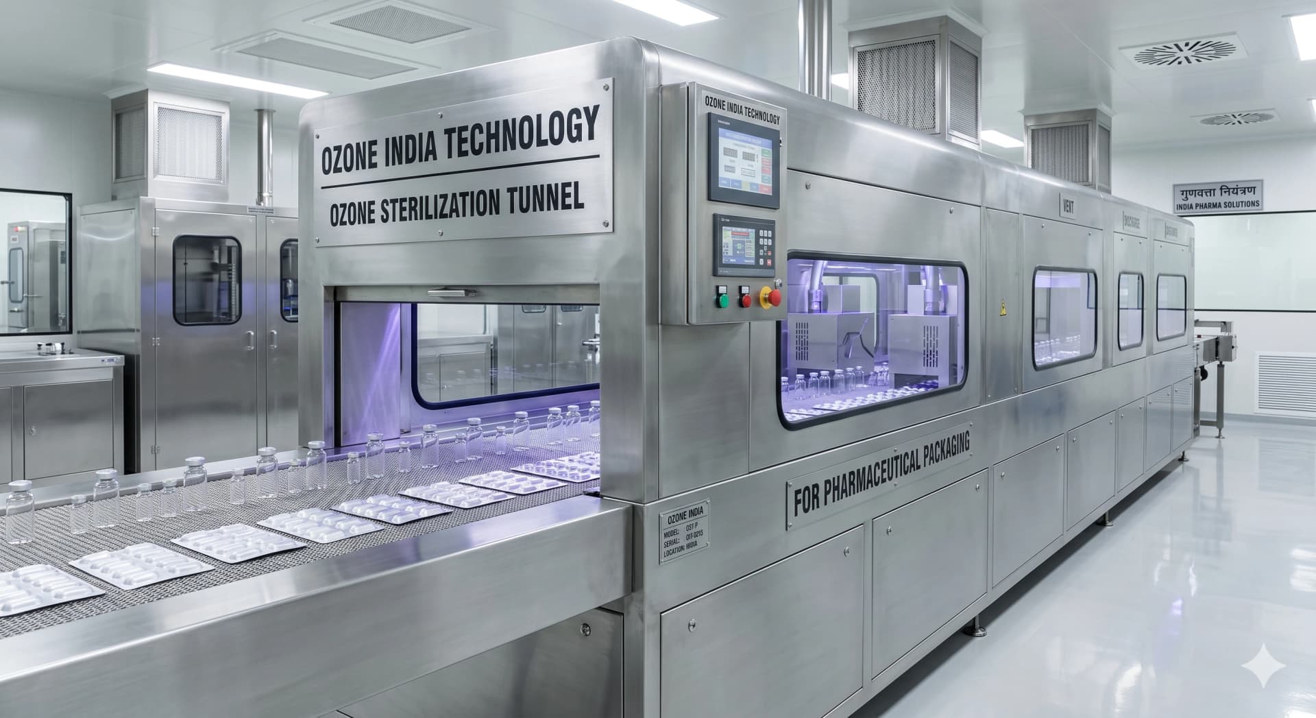 Ozone Sterilization Tunnel for Pharmaceutical Packaging India — Proven CE Certified | CDSCO Compliant — Ozone India Technology