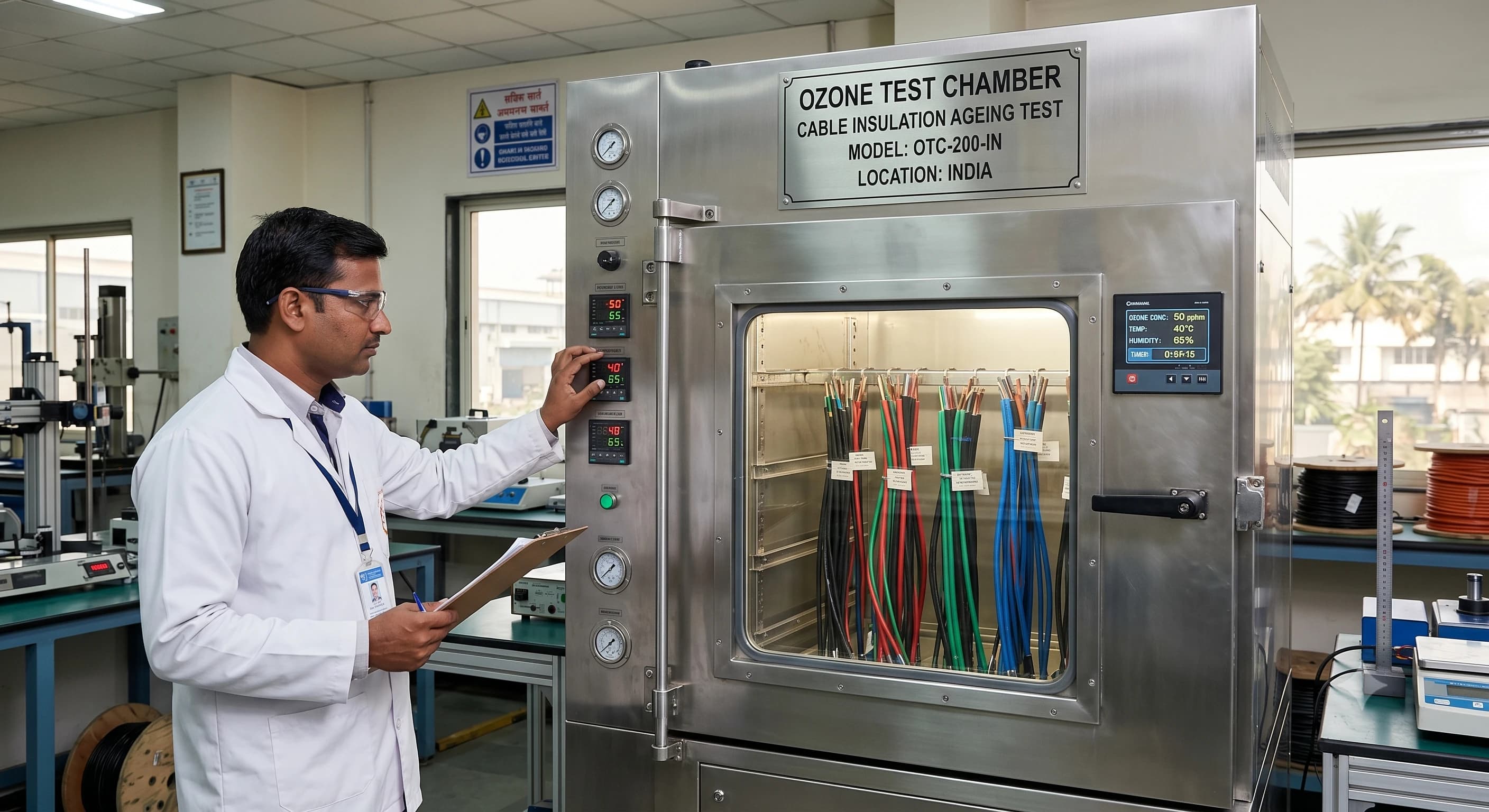 Ozone Test Chamber for Cable Insulation Ageing Test India — BIS IS 694 Compliant | CE Certified — Ozone India Technology