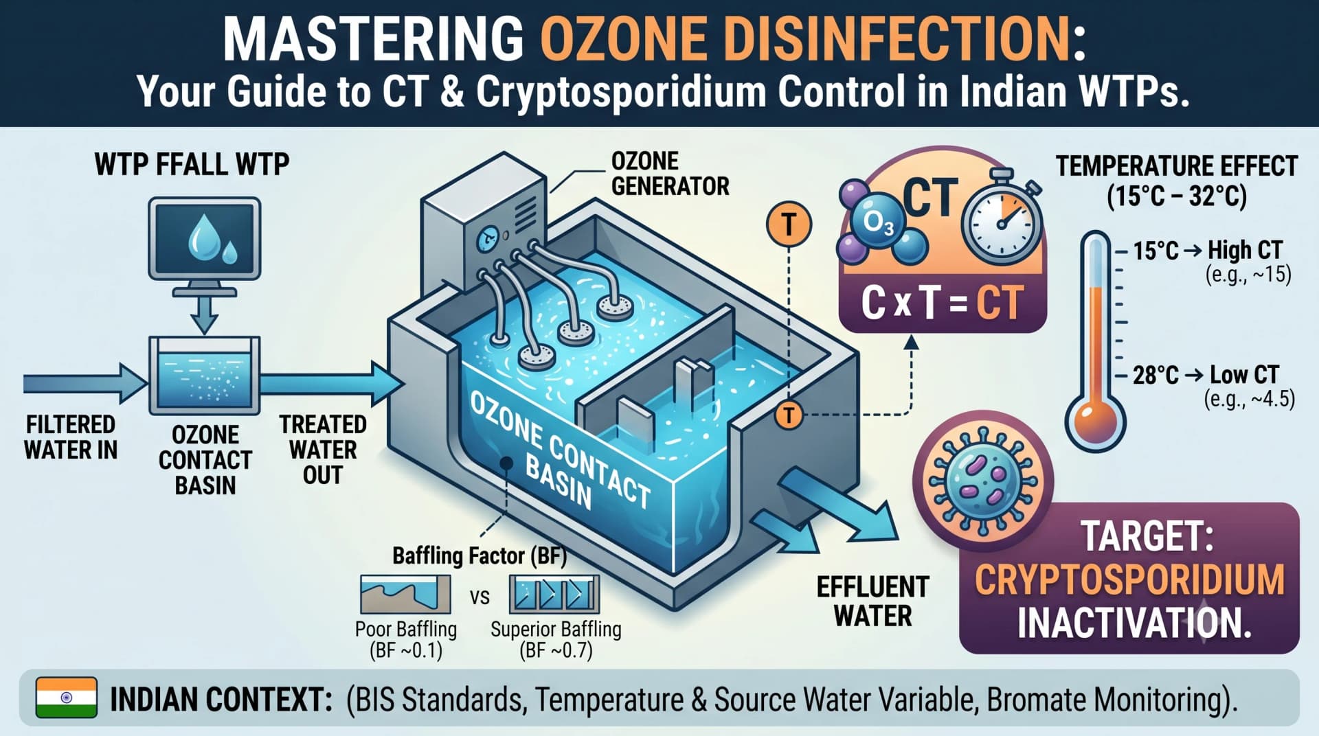 Ozone Dosing & Contact Time for Cryptosporidium Inactivation — Surface Water WTP India — Ozone India Technology