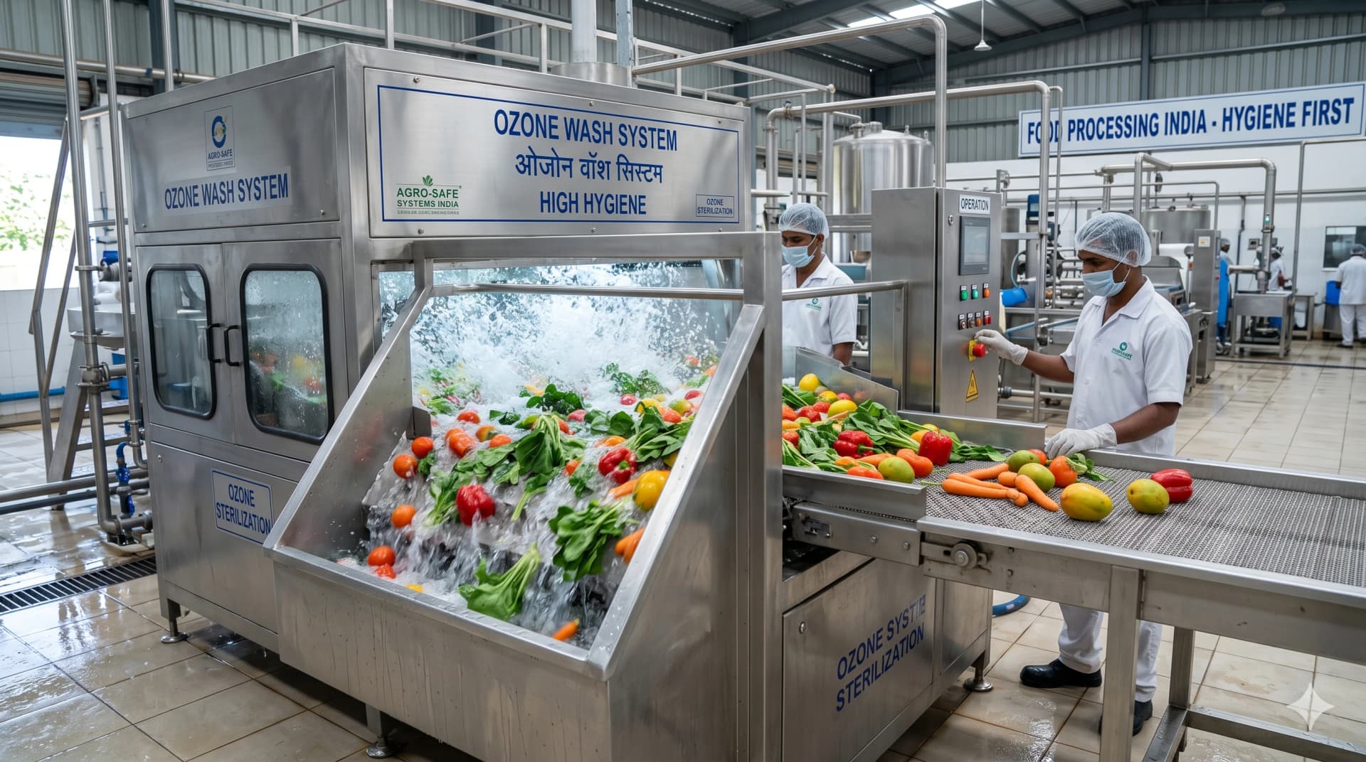 Ozone Fruit Vegetable Washing Machine Food Processing India — Proven 99.9% Bacteria Removal | Oz Mist — Ozone India Technology