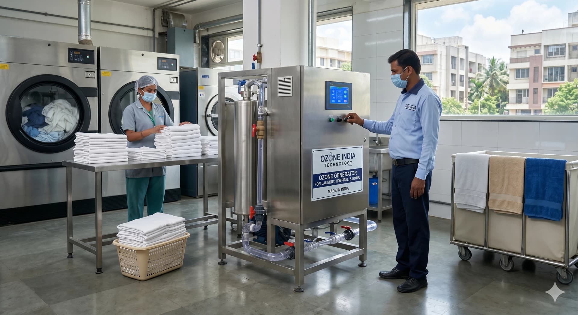 Ozone Generator for Laundry Hospital Hotel India — Proven 75% Energy Saving | Kills MRSA | CE Certified — Ozone India Technology