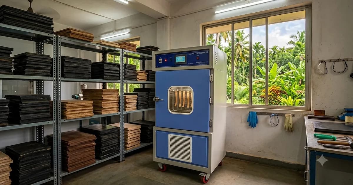 Ozone Test Chamber for Natural Rubber Testing Kerala — Hevea Rubber Technologies Kottayam | IS 3400 | CE Certified — Ozone India Technology